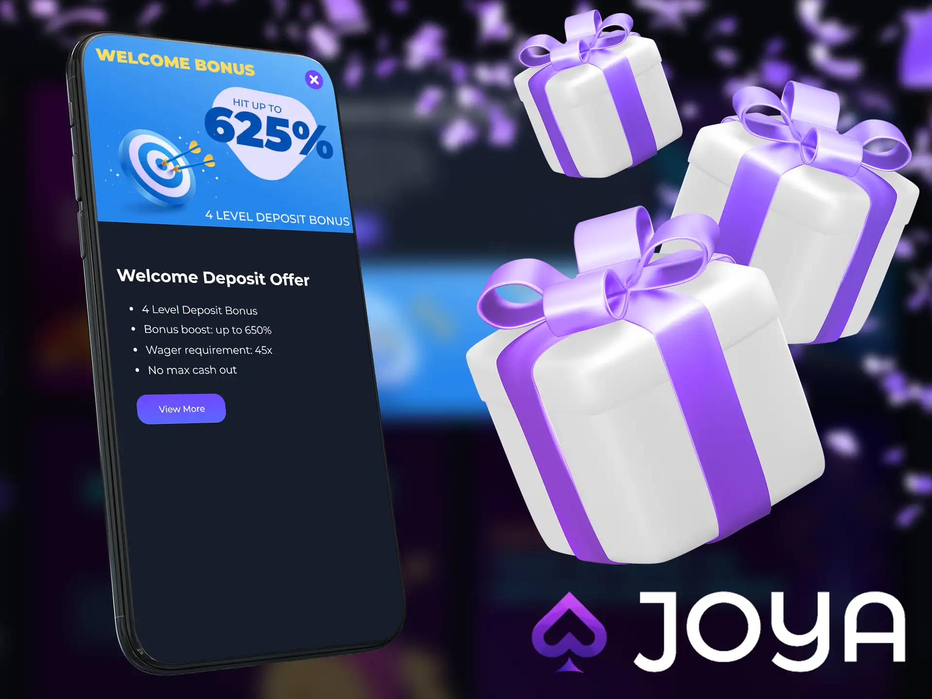 Joya Casino app welcome bonuses.