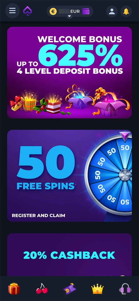 Go to the bonuses section on Joya Casino.