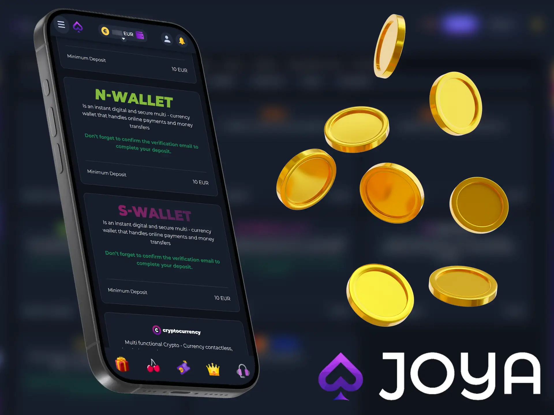 Joya Casino mobile app deposit.