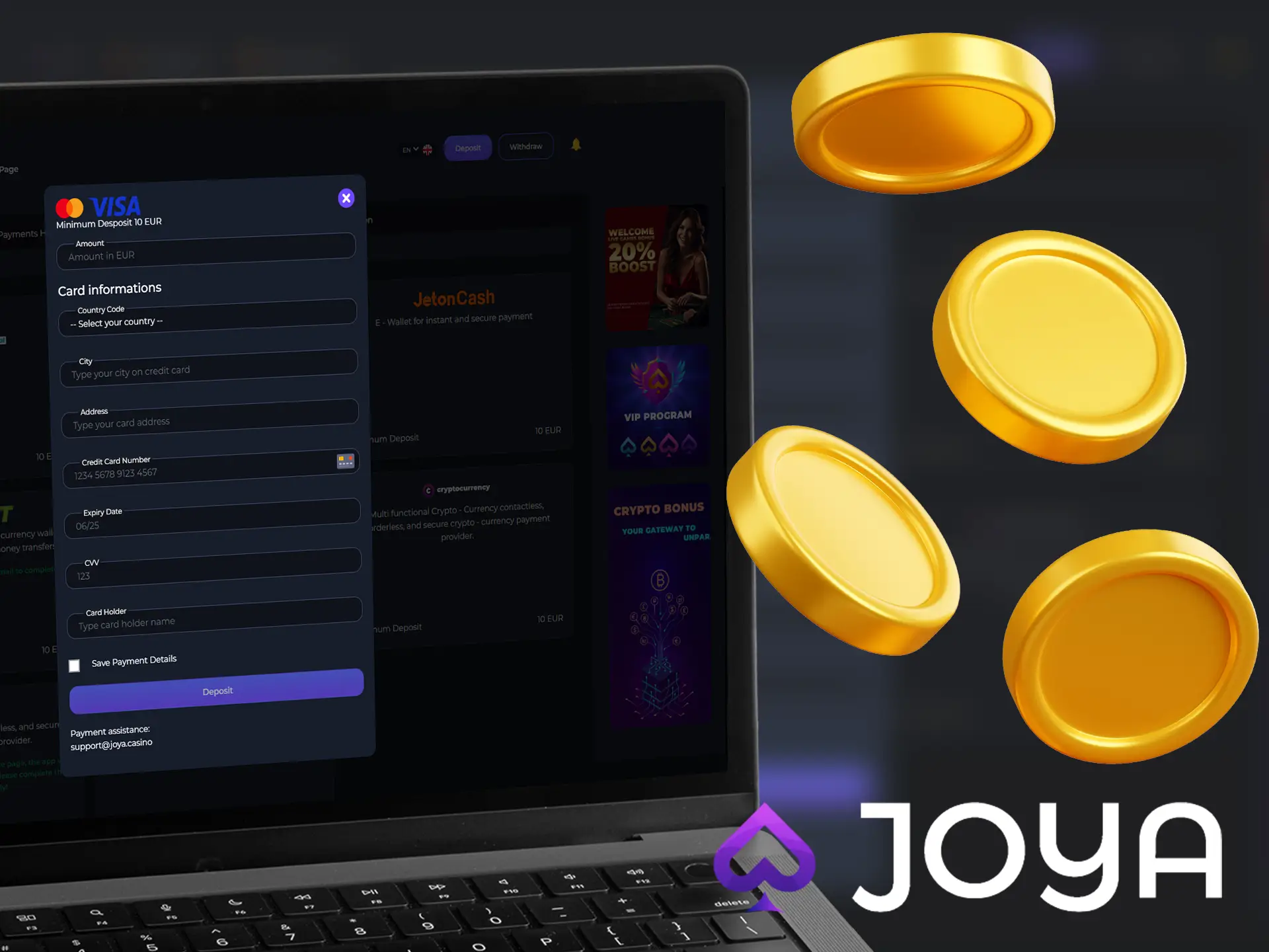 How to deposit at Joya Casino account.