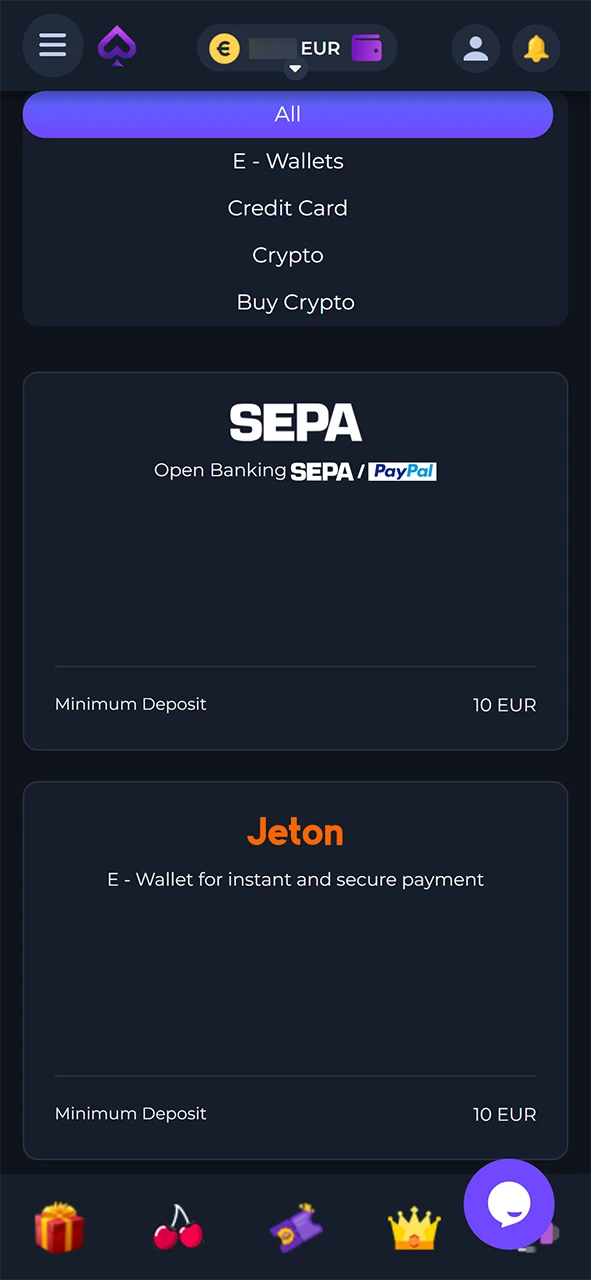 Fund your Joya Casino account.