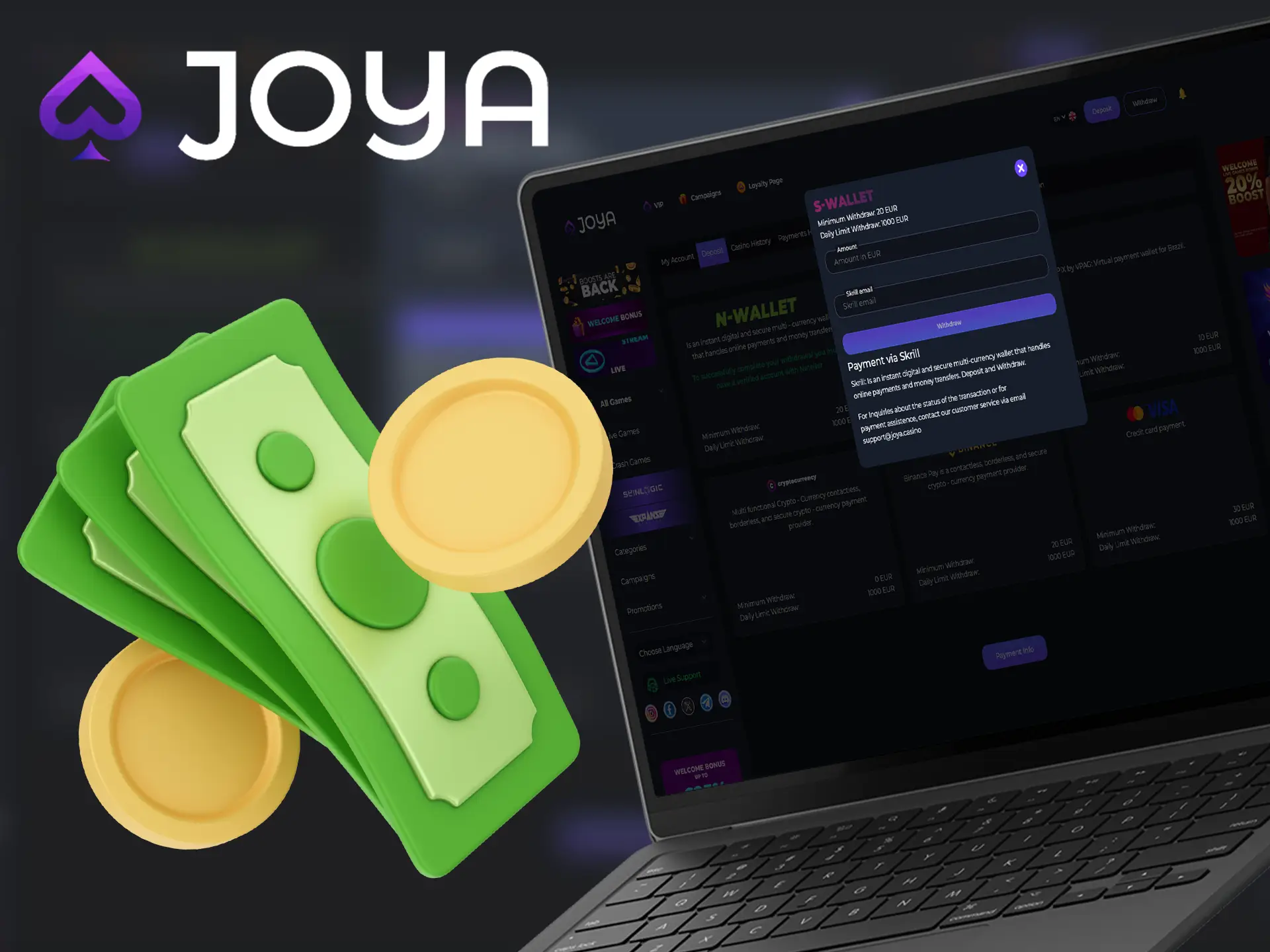 How to withdraw from Joya Casino.