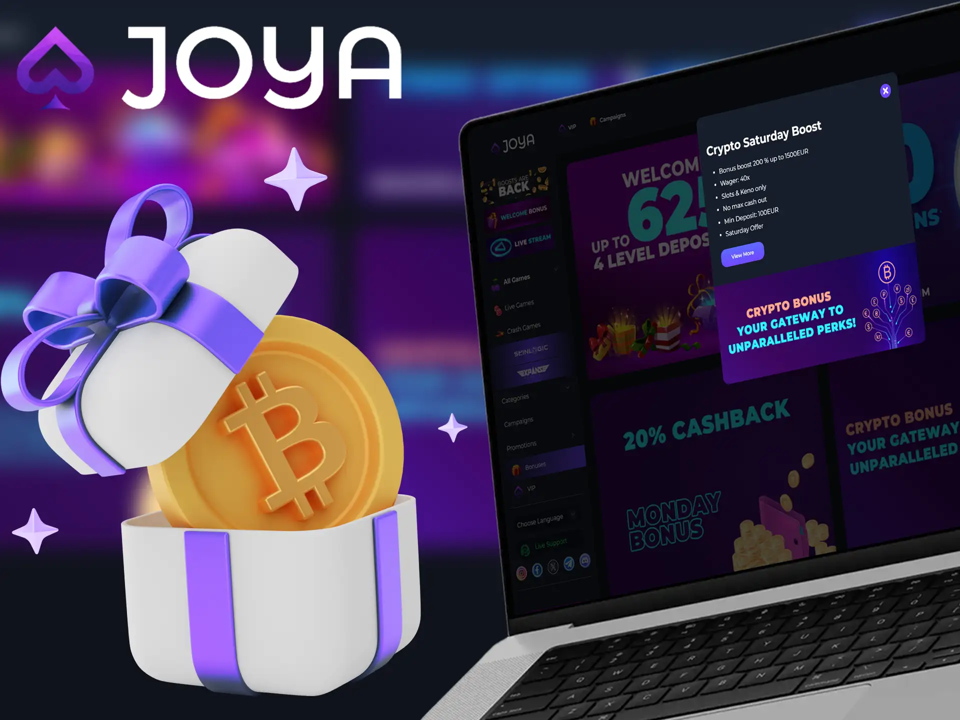 Joya Casino registration crypto saturday boost.