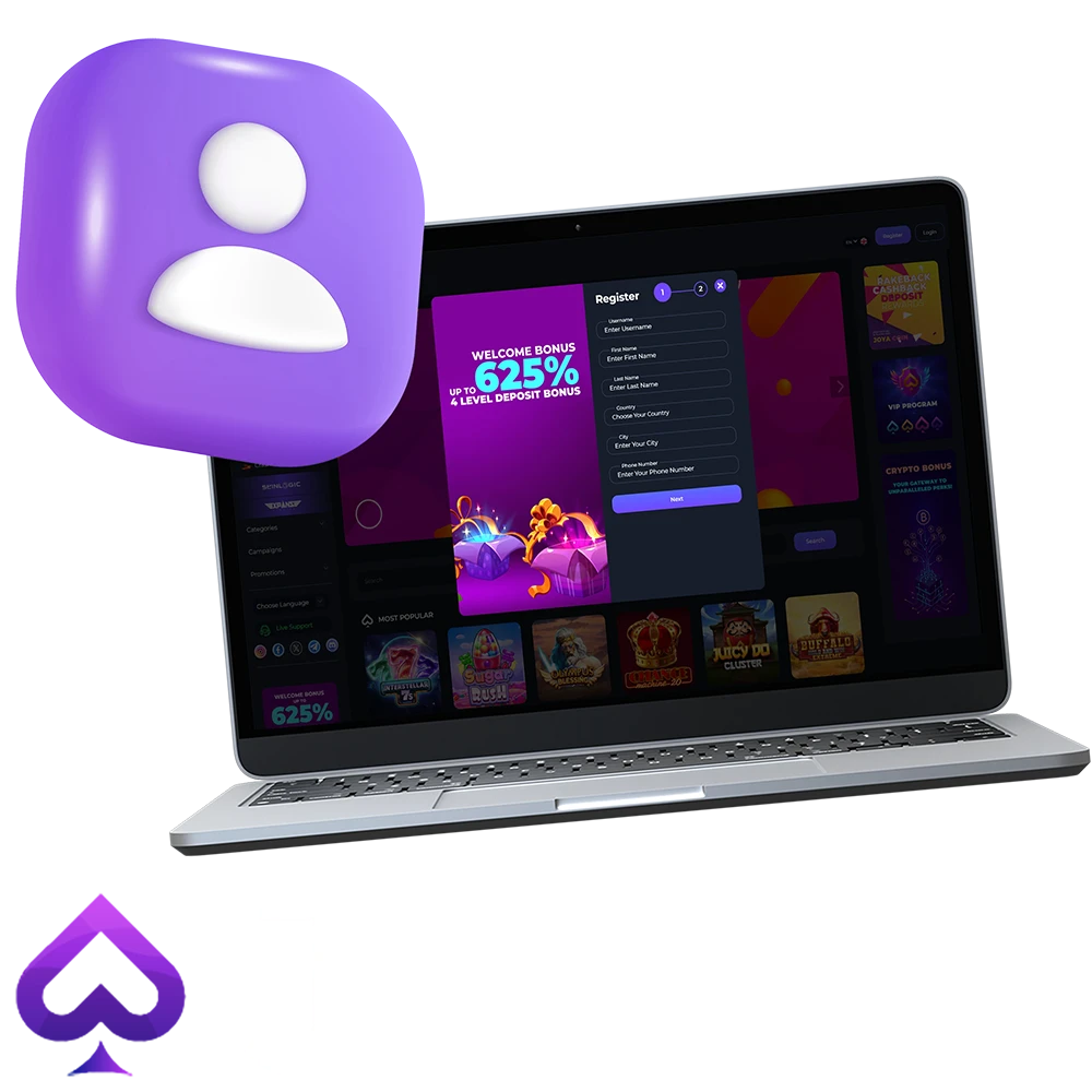 Joya Casino account registration.