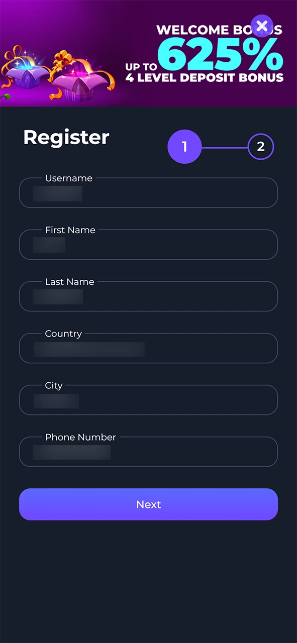 Fill in all the fields to register for Joya Casino.