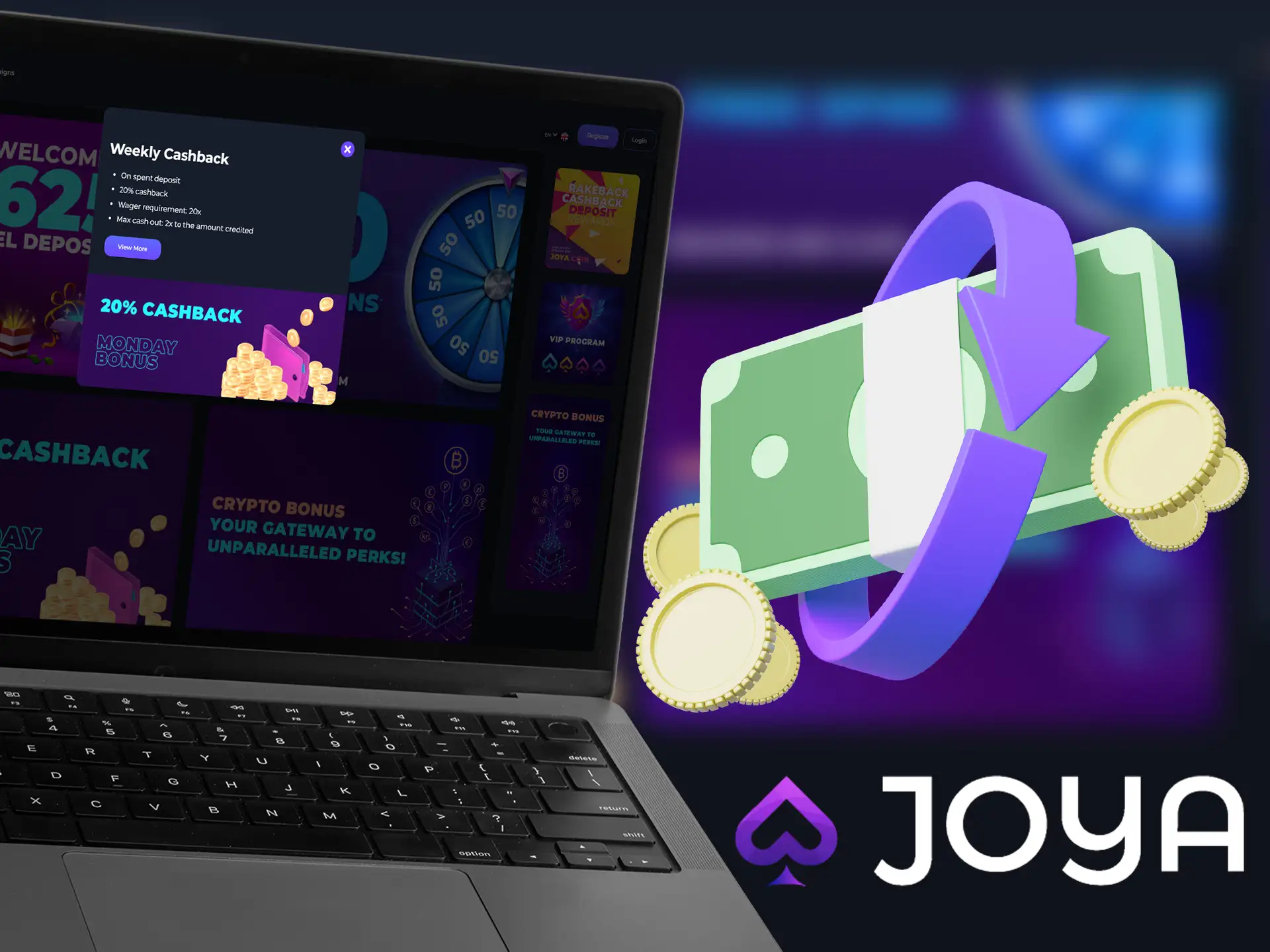 Joya Casino registration weekly cashback