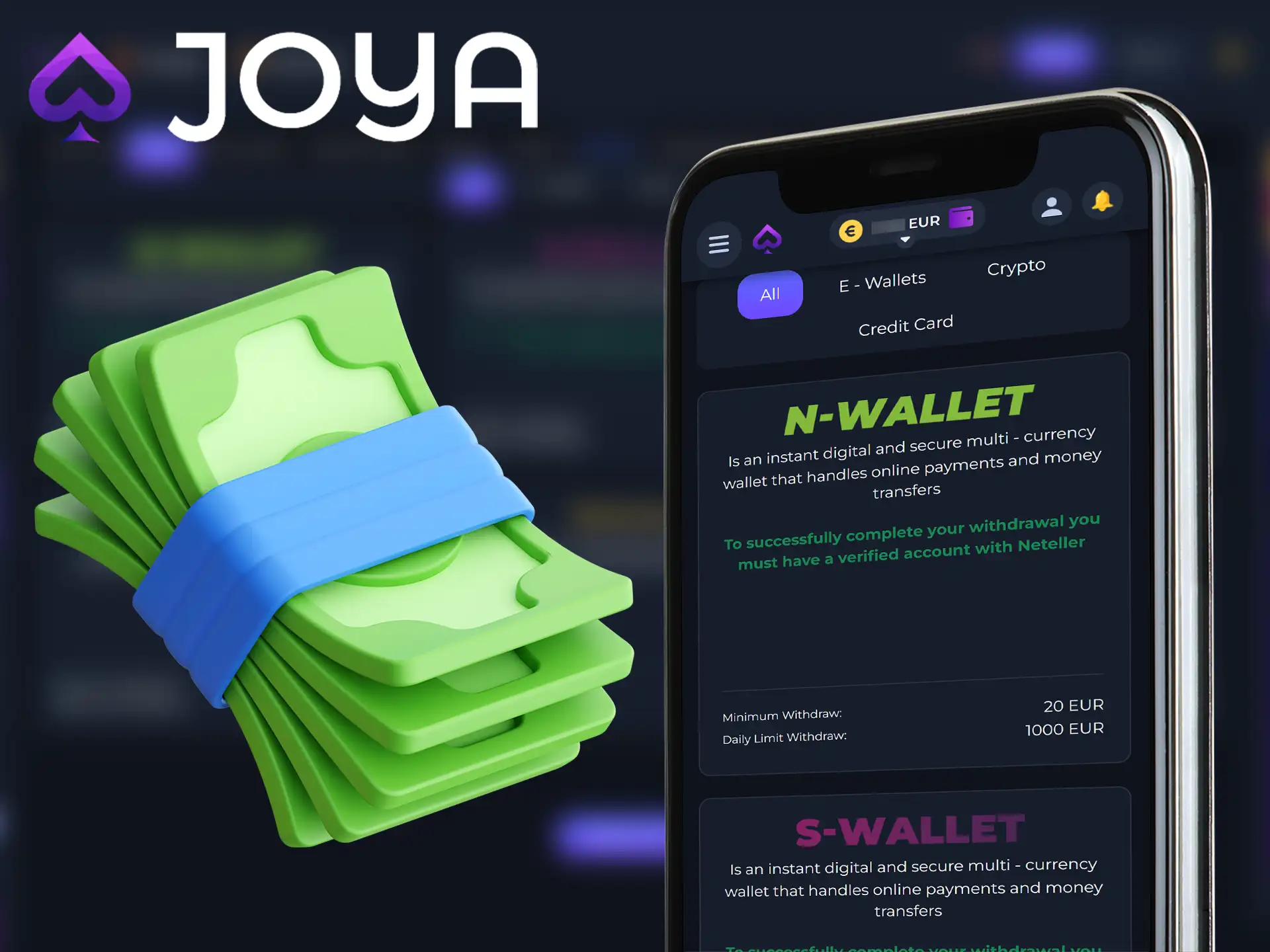 Joya Casino app withdrawal.